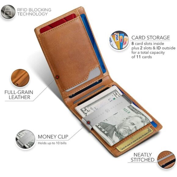 Money Clip Wallet - Mens Wallets slim Front Pocket RFID Blocking - Picture 5 of 6